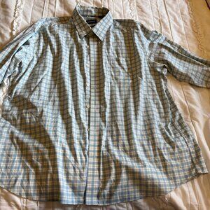 Men's ORVIS Wrinkle Free Classic Fit Long Sleeve Shirt Blue White Plaid XXL